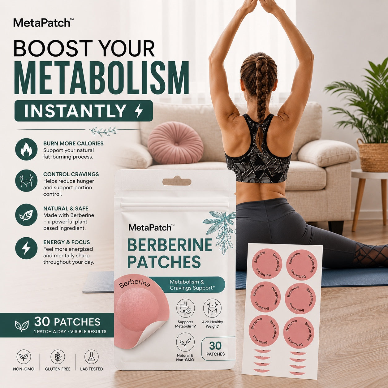 MetaPatch™ - Berberine Patches - 5X Enhanced Absorption Transdermal Wellness Patch